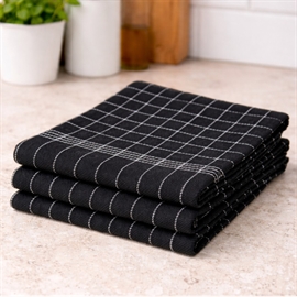 3-pack kökshanddukar i bomull 50x70 cm med ögla, svart