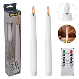 LED Stageljus 24,5 cm 2 st. Vaxljus med Fjärrkontroll, Vit