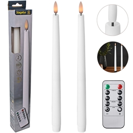 LED Stageljus 34 cm 2 st. Höga Vaxljus med Fjärrkontroll, Vit