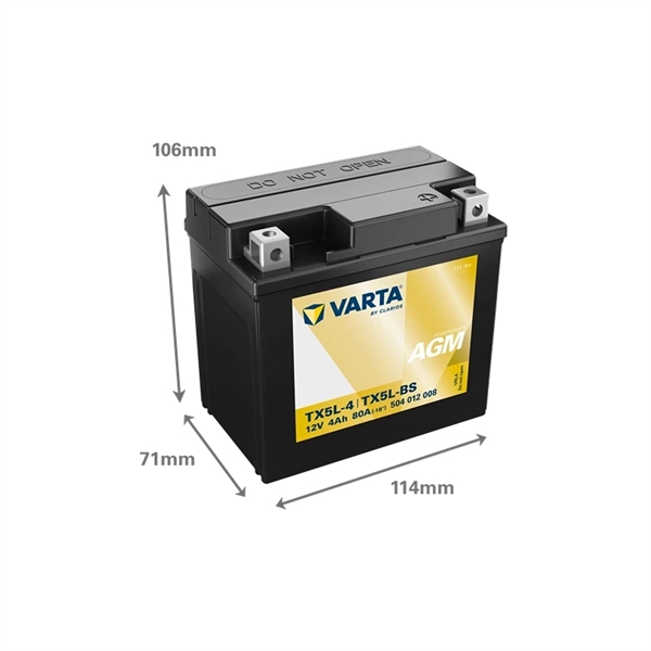 Varta 504 012 008 MC-batteri 12 volt 4Ah (+pol till höger)