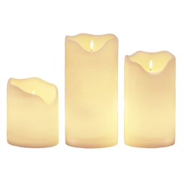 Utomhus LED Blockljus Set H: 19, 29 och 39 cm i 3-pack, Vit